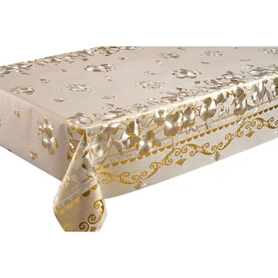양각 테이블 커버를 뒷받침하는 폴리에스테르 직물을 사용한 황금은 접지