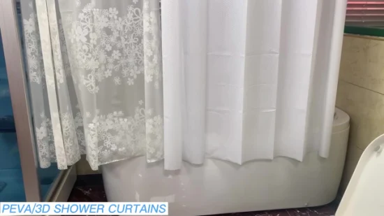 프리미엄 경량 투명 핑크 플라스틱 욕실 샤워 커튼, 3D 사용자 정의 인쇄 PVC PEVA 샤워 커튼